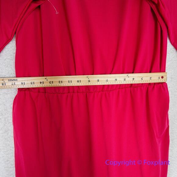 Eloquii coral red dress with faux wrap back and tie neck, size 16 - Picture 5 of 13